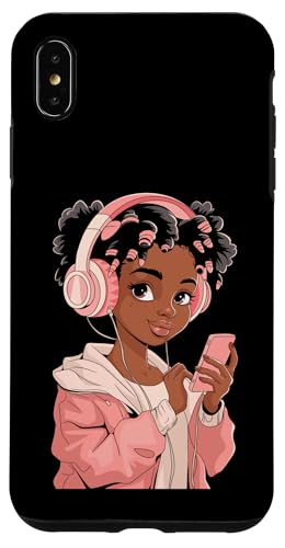 Hülle für iPhone XS Max Afro Anime Black Girl with Headphones Kpop Art von Afro Anime Girls Music Vibe