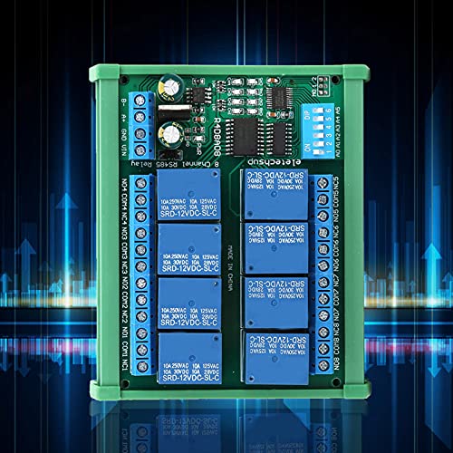 12V 8-Kanal-RS485-Relais, SPS-Erweiterungsplatine, Industrierelais, elektrisches Zubehör, Erweiterungsmodul für RTU-Protokoll-Fernbedienung (R4D8A08-R mit DIN-Schienenbox) von Agatige