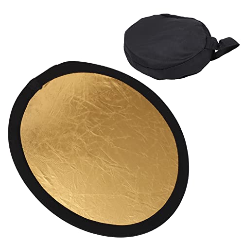 2-in-1-Licht-Rund-Fotografie-Reflektor, 30 cm, zusammenklappbarer, tragbarer Outdoor-Studio-Reflektor für Porträtfotografie im Innen- und Außenbereich, Fülllicht (Gold Silber) von Agatige