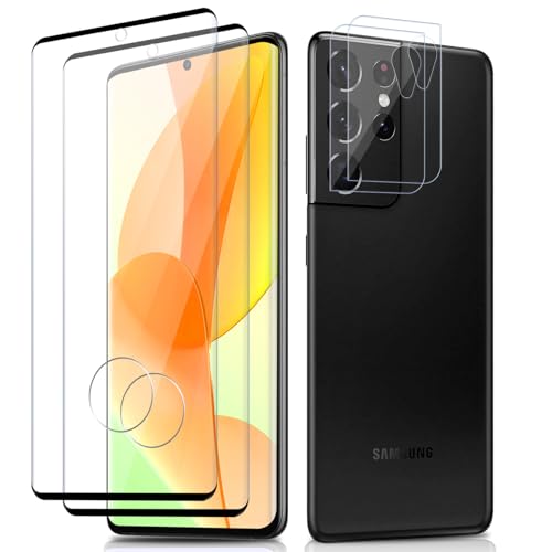 Agedate für Panzerglas für Samsung Galaxy S21 Ultra, 2+2 Stück Panzer Schutz Glas für Samsung S21 Ultra mit Kameraschutz, HD Displayschutz, 9H Härte, Blasenfrei Panzerfolie S21 Ultra Schutzglas von Agedate