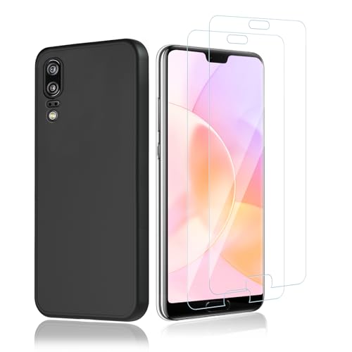 Agedate für Panzerglas für Huawei p20 Schutzfolie, [2 Displayschutz+1 Hülle], 9H Härte, 0.33mm Ultra-klar Folie, Anti-Blasen, Anti-Fingerabdruck, Fingerabdruck-ID Unterstützen für Huawei p20 von Agedate