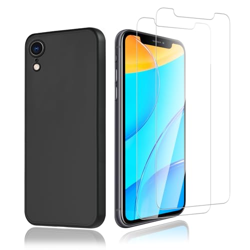 Agedate für Panzerglas für iPhone xr Schutzfolie, [2 Displayschutz+1 Hülle], 9H Härte, 0.33mm Ultra-klar Folie, Anti-Blasen, Anti-Fingerabdruck, Fingerabdruck-ID Unterstützen für iPhone xr von Agedate