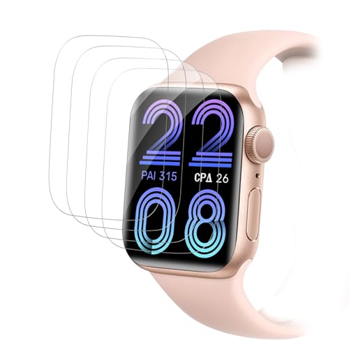 Agedate 4 Stück Schutzfolie für Panzerglas für Apple Watch Series 4/5/6/se 44mm Schutzglas, Flexible TPU Kratzfest Displayfolie für iWatch se 44mm Panzerfolie, Displayschutz für Apple Watch se 44mm von Agedate