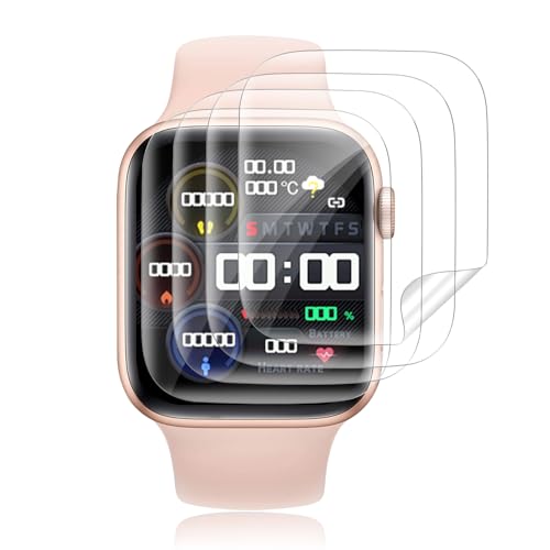 Agedate für Panzerglas für Apple Watch Series 4/5/6/se 44mm Schutzfolie, 4 Stück TPU-selbstheilenden Displayschutz für iWatch se 44mm Schutzglas, HD Displayschutzfolie für iWatch 6 44mm Panzerfolie von Agedate