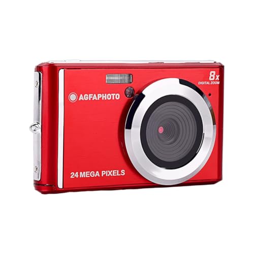 AGFA Photo Realishot DC5500 Digitalkamera, kompakt, 24 MP, 6,1 cm (2,4 Zoll) LCD-Display, 8-facher Digital-Zoom, HD-Video 720p, externer SD-Speicher, Lithium-Akku – Rot von AgfaPhoto