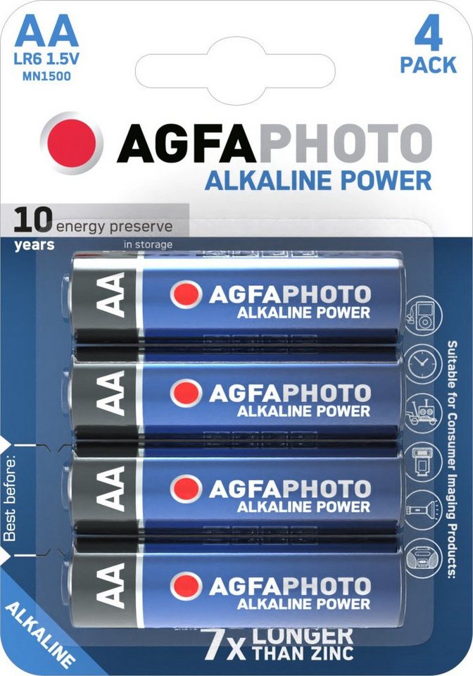 AgfaPhoto AGFAPHOTO Alkaline Power Mignon AA LR06 1.5V (4er Blister) Batterie von AgfaPhoto