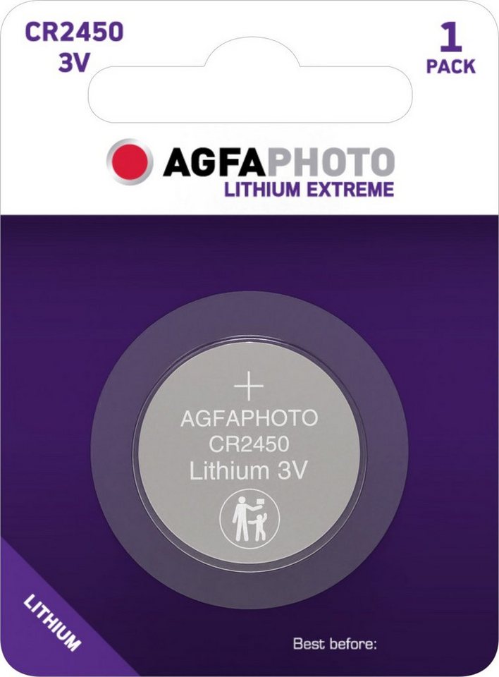 AgfaPhoto AGFAPHOTO Lithium Extreme Knopfzelle CR2450 3V (1er Blister) Knopfzelle von AgfaPhoto