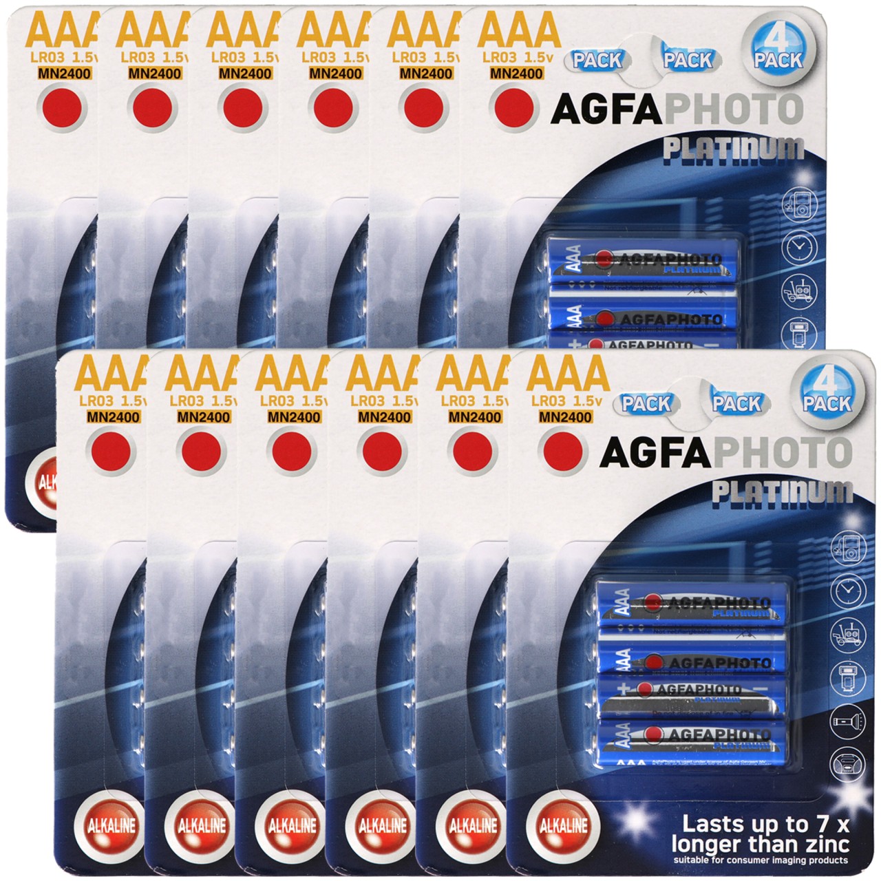 12x AgfaPhoto Micro AAA Alkaline Batterie LR03 4er Pack Platinum von Agfaphoto