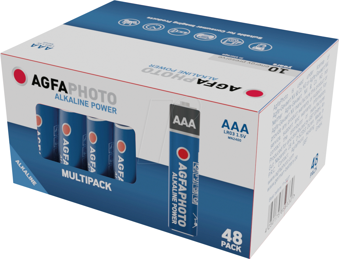 AGFA ALK AAA48 - Power, Alkaline Batterie, AAA (Micro), 48er-Pack von Agfaphoto