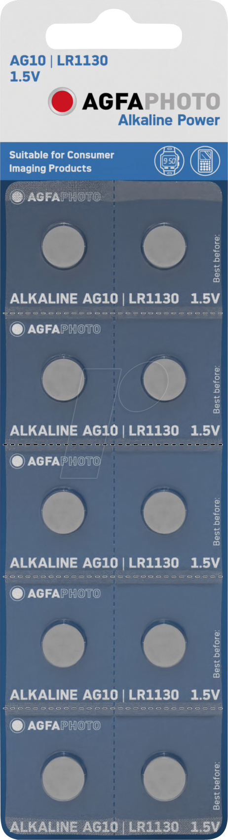 AGFA ALK LR5410 - Power, Alkaline Knopfzelle, LR54, 10er-Pack von Agfaphoto