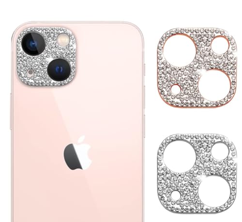 AiMok Bling Kamera Linse Schutzfolie Kompatibel mit iphone 15/iphone 15 plus, Anti-Kratzen, HD Diamant Metall Kamera Objektivschutz Linse Protector Cover für iphone 15/iphone 15 plus (Silber+Gold) von AiMok