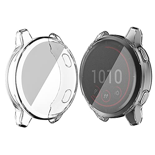 AiMok Schutzhülle Kompatibel mit Garmin Vivoactive 4S, Flexibles TPU Vollschutz mit Displayschutzfolie, Anti-Kratz Stoßfest Soft hülle Schutzfolie für Garmin Vivoactive 4S (Transparent) von AiMok