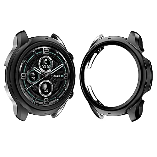 AiMok Schutzhülle Kompatibel mit TicWatch Pro 3, Flexibles TPU Vollschutz mit Displayschutzfolie, Anti-Kratz Stoßfest Soft hülle Schutzfolie für TicWatch Pro 3 (Schwarz) von AiMok