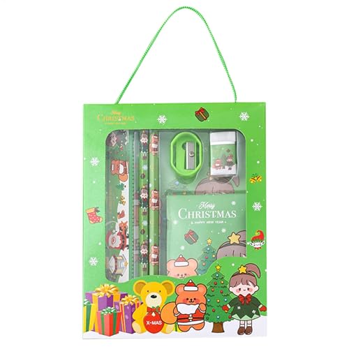 Aibyks Weihnachts-Schulbriefpapier-Set, Weihnachts-Briefpapier-Partygeschenk,6er-Set Weihnachts-Briefpapier-Set - Mehrfarbige Weihnachtsgeschenke für die Schule, niedliche Schreibwaren für Weihnachten von Aibyks