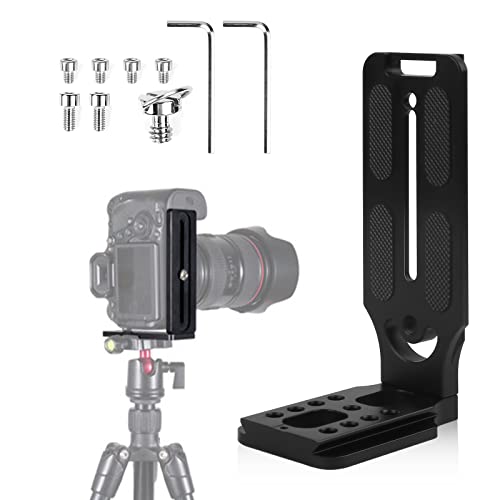 Aicharynic L-Halterung Schnellwechselplatte L-förmige Halterung Vertikale Universal DSLR Kamera L Halterung Aluminum, Compatible with die meisten Stative/Einbeinstative/Gimbal-Stabilisatoren von Aicharynic