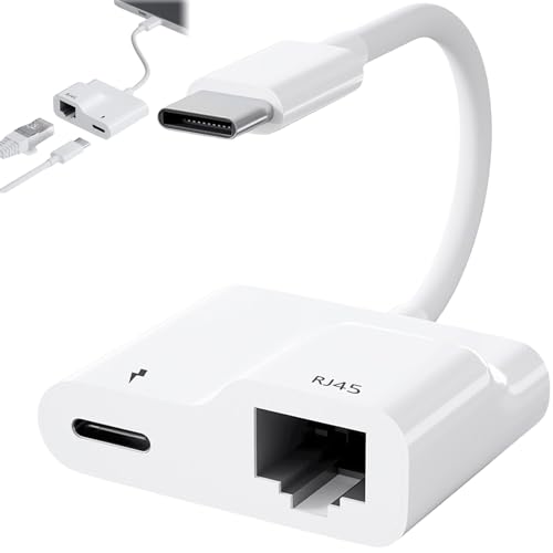 USB C Ethernet Adapter, 2-in-1 USB C auf RJ45 Netzwerk, USB-C LAN Adapter OTG WLAN Adapter mit PD 60W Ladefunktion USB C Hub Ethernet Adapter für MacBook Air/Pro, Pad Pro/Air, Surface, XPS, Galaxy von Aicharynic