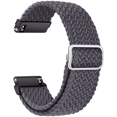 AidorMax 20 mm Nylon Geflochtenes Armband, Elastisch-Ersatzarmband mit Schnellverschluss Kompatibel mit Smartwatches und Armbanduhren, Verstellbar Uhrenarmband für Damen und Herren (Raumgrau) von AidorMax
