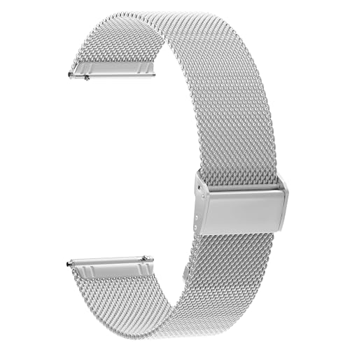 AidorMax Armband 20 mm Edelstahl Mesh Uhrenarmband Herren Damen, Verstellbares Schnellspanner Ersatzarmbänder für Smartwatches und Armbanduhren (20 mm, Silber) von AidorMax