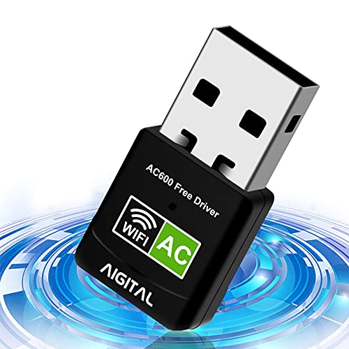 Aigital WiFi Stick, WLAN Adapter 600Mbps (2.4G/600Mbps) Wireless USB Adapter Empfänger 802.11ac/n/g/b Netzwerk Dongles,für PC,für Windows XP/7/8/10/TV Box Keine CD benötigt Plug & Play von Aigital
