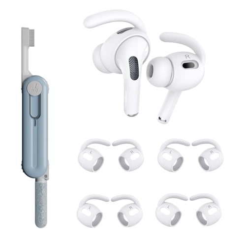 Aiivioll Ersatz-Ohrbügel für AirPods Pro 2 Kopfhörer, Silikonhülle, rutschfest und wischfest, für Apple In-Ear Sports Ohrbügel + Reinigungsstift (weiß) von Aiivioll