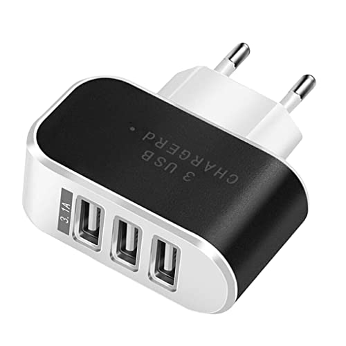 Ailan 3USB Ladegerät LED Handy Wand Ladegeräte Intelligente Lade Gerät Multifunktions MP3 Player Adapter Reise Büro US/EU Stecker, Schwarz, EU Stecker von Ailan