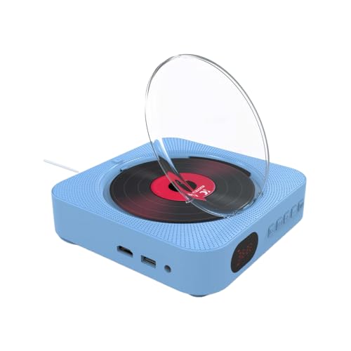 Ailan CD Player Bluetooth Lautsprecher 1080P HD Ausgang Dual Lautsprecher Fernbedienung USB Wiedergabe ABS DVD Player mit Lautsprechern, Blau von Ailan