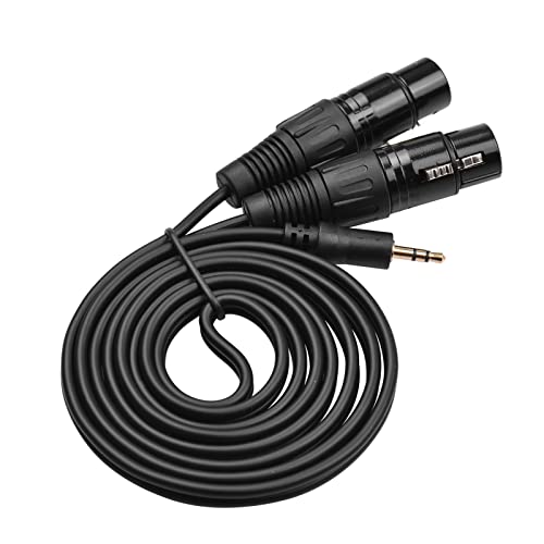 Ailgely 3,5-mm-auf-Dual-XLR-Kabel, 1/8-Zoll-Stecker auf 3-adriges Doppel-XLR-Audiokabel, 4,9 Fuß TRS-Audioadapter, Stereo-Mikrofonkabel mit OFC-Spiralabschirmung, für Mixer, Mikrofon, von Ailgely