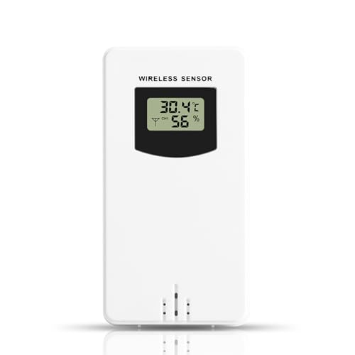 Ailgely Digitales Thermometer-Hygrometer-Sensormessgerät, Hängender Wand-Desktop-Sensor für den Innen- und Außenbereich mit 60 M Übertragungsreichweite für Fanju-Wetterstation (Weiß) von Ailgely