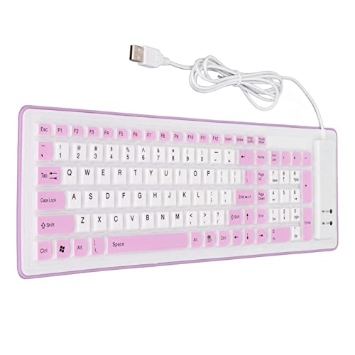 Ailgely Faltbare Silikontastatur, Wasserdicht, Stumm, USB-Kabel, für PC, Laptop, Tragbar (Lila) von Ailgely