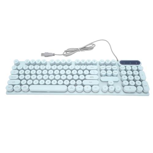 Ailgely Gaming-Tastatur, Runde USB-Tastenkappen, Hintergrundbeleuchtete, Kabelgebundene Multimedia-Tastatur für Desktop-Laptop-Gaming (Blau) von Ailgely