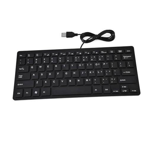 Ailgely Ultradünne 78-Tasten-USB-Tastatur mit Kabel, Stabile Übertragung für Desktop-Laptop-PC (Schwarz) von Ailgely