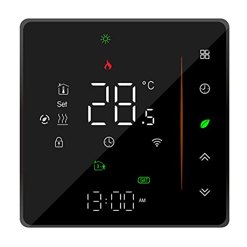 Ailgely WiFi Smart Thermostat Raumthermostat, Wöchentlich programmierbar Unterstützt Touch Control/Mobile APP/Sprachsteuerung Kompatibel mit Alexa/Google Home, für Wasser Gasboiler 3A Schwarz von Ailgely