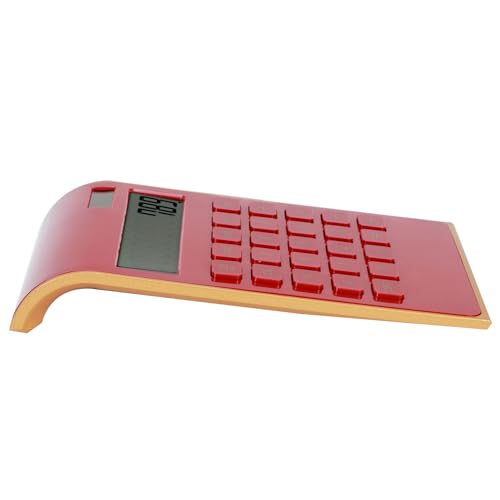 Schlanker Taschenrechner, Dual-Power-Solarbatterie, Geneigtes LCD-Display, Breite Tastatur, 10-stelliger Tragbarer Taschenrechner mit Solarenergie und für das Büro zu Hause (Rot) von Ailgely