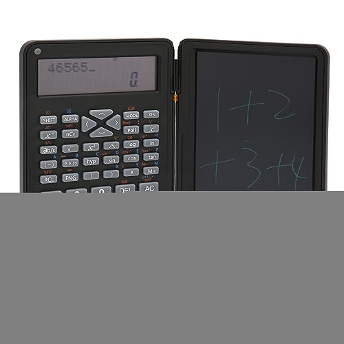 Tragbarer Wissenschaftlicher Taschenrechner mit Notizblock-LCD-Display, Blauem, Mattem Bildschirm für Büro und Schule (Schwarz) von Ailgely