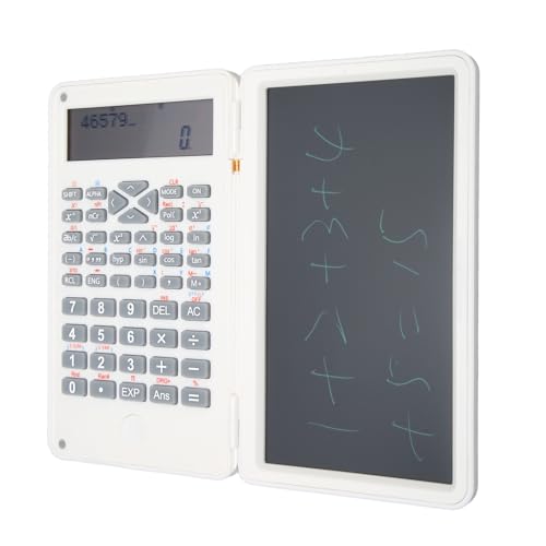 Tragbarer Wissenschaftlicher Taschenrechner mit Notizblock-LCD-Display, Blauem, Mattem Bildschirm für Büro und Schule (Weiß) von Ailgely