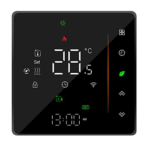 WiFi Smart Thermostat Raumthermostat, Wöchentlich programmierbar Unterstützt Touch Control/Mobile APP Sprachsteuerung Kompatibel mit Alexa/Google Home,für elektrische Fußbodenheizung 16A Schwarz von Ailgely