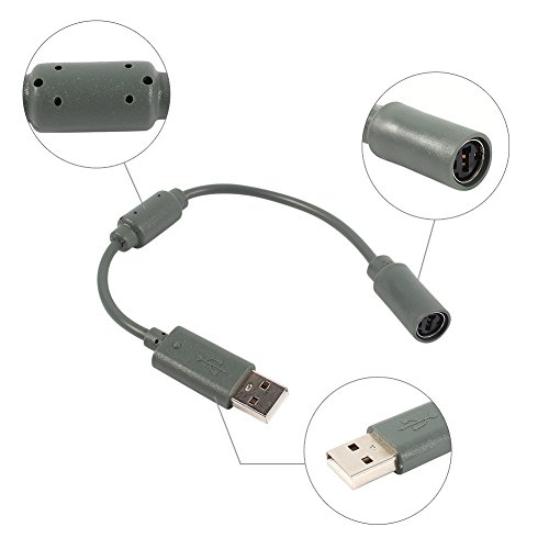 XBOX360 Grau Kabelgebundener Controller USB Breakaway Adapterkabel Kabel Sichere Verbindung 27 cm Gaming-Zubehör von Ailgely