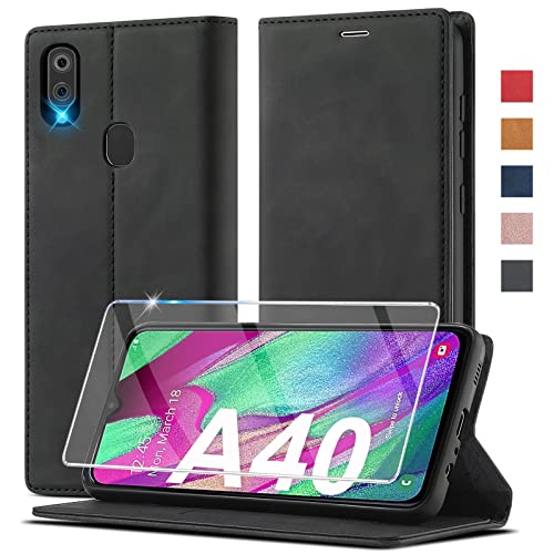 2023 Upgraded Handyhülle für Samsung Galaxy A40 Hülle Leder [mit A40 Schutzfolie] für Samsung A40 Hülle Klappbar Flip Case Cover 360 Stoßfeste Schutzhülle für Samsung Galaxy A40 Klapphülle (5,9 Zoll) von Ailicici