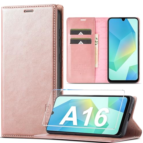 Ailicici für Samsung Galaxy A16 Hülle Leder [Mit A16 Schutzfolie] Handyhülle für Samsung A16 5G Hülle Klappbar Leder Flip Wallet Stoßfeste Case Schutzhülle Klapphülle für Samsung Galaxy A16 5G Hülle von Ailicici