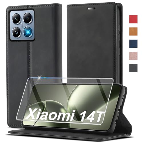 Ailicici für Xiaomi 14T Hülle Leder, [Mit Schutzfolie] Handyhülle für Xiaomi Mi 14T Hülle Klappbar Leder Flip Wallet 360 Stoßfeste Case Cover Schutzhülle, Tasche Hülle für Xiaomi 14T Klapphülle von Ailicici