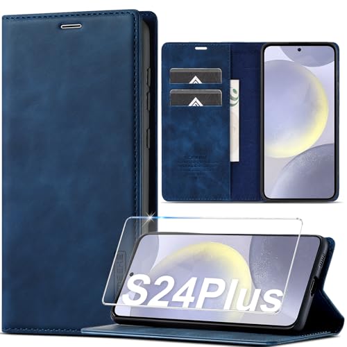 Ailicici Handyhülle für Samsung Galaxy S24 Plus Hülle Leder [Mit Schutzfolie] für Samsung Galaxy S24 Plus 5G Hülle Klappbar Leder Flip Wallet Stoßfeste Case Schutzhülle Klapphülle für Samsung S24 Plus von Ailicici