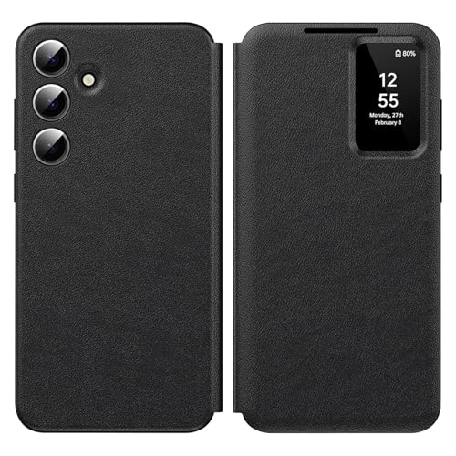 Schutzhülle für Samsung Galaxy S25 Plus Smart View, Wallet Case mit klarem S-View, Flip Folio Leder Schutzhülle für Samsung S25 Plus Hülle, Premium View Cover mit klarem Zeitfenster Hülle S25 Plus 5G von Ailicici