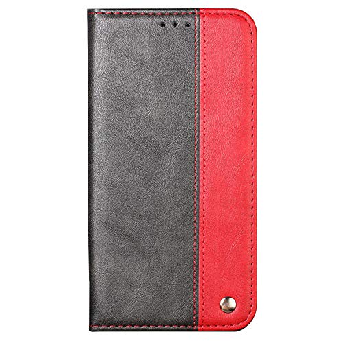 Ailisi Hülle Galaxy A6 Plus/A6+ 2018 Schutzhülle, Premium Luxus Klapphülle Slim Handyhülle mit Kartenfächern, Magnetisch Tasche Leder Flip Case für Samsung Galaxy A6 Plus 2018 Cover -Schwarz+Rot von Ailisi