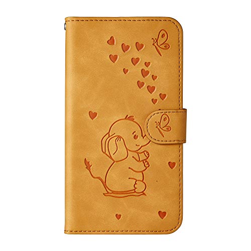 Ailisi Handyhülle für Samsung Galaxy A3 2017, Karikatur Elefantenbaby Muster Lederhülle Brieftasche Schutzhülle Leder Flip Case Wallet Cover Klapphüllen Tasche Etui mit Kartenfächern+Stand -Gelb von Ailisi