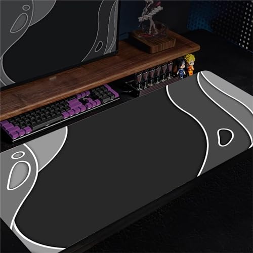 Aimaor Gaming Mauspad Schwarz Weiß GeometrischRutschfest und Wasserdicht Vernähte Kanten Mouse Pad verbessert Geschwindigkeit und Präzision Mausmatte für PC Büro Laptop Computer 800x400x2mm von Aimaor