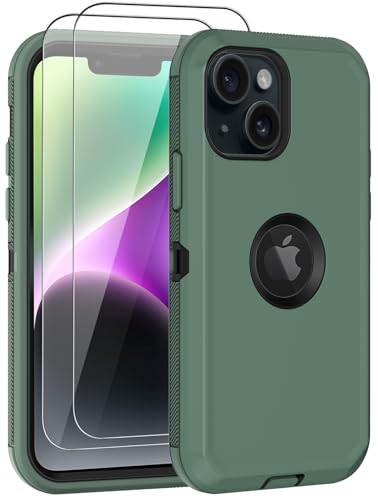 Aimoll-88 Schutzhülle für iPhone 14, mit 2 Displayschutzfolien, stoßfest, militärischer Schutz, robust, kratzfest, sturzsicher, strapazierfähig, Schutzhülle für Apple iPhone 14 (Türkis) von Aimoll-88