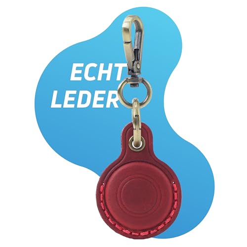 AirGear® RetroDrop - Airtag Schlüsselanhänger Leder ECHT, Airtag Anhänger ECHTES Leder, Airtag Hülle kompatibel mit Apple Airtag, Airtag Halter, Airtag Case, Handmade (Wine Red) von AirGear