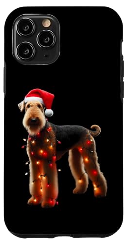 Hülle für iPhone 11 Pro Airedale Terrier Weihnachtsmannmütze Weihnachtsbeleuchtung Hund Besitzer Mama von Airedale Terrier Christmas Products