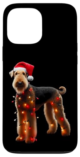 Hülle für iPhone 13 Pro Max Airedale Terrier Weihnachtsmannmütze Weihnachtsbeleuchtung Hund Besitzer Mama von Airedale Terrier Christmas Products