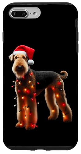 Hülle für iPhone 7 Plus/8 Plus Airedale Terrier Weihnachtsmannmütze Weihnachtsbeleuchtung Hund Besitzer Mama von Airedale Terrier Christmas Products